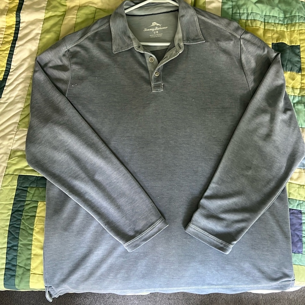 Tommy Bahama Large Long Sleeve, heather blue collared shirt